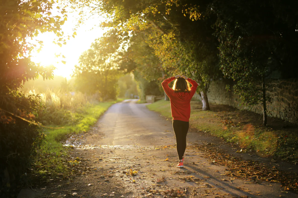 Woman walking alone in nature